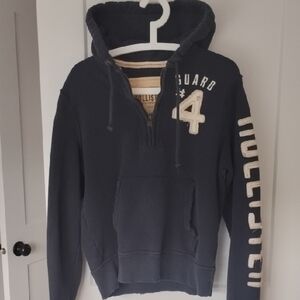 Hollister Dark Blue Pullover hoodie with Embroidered Details